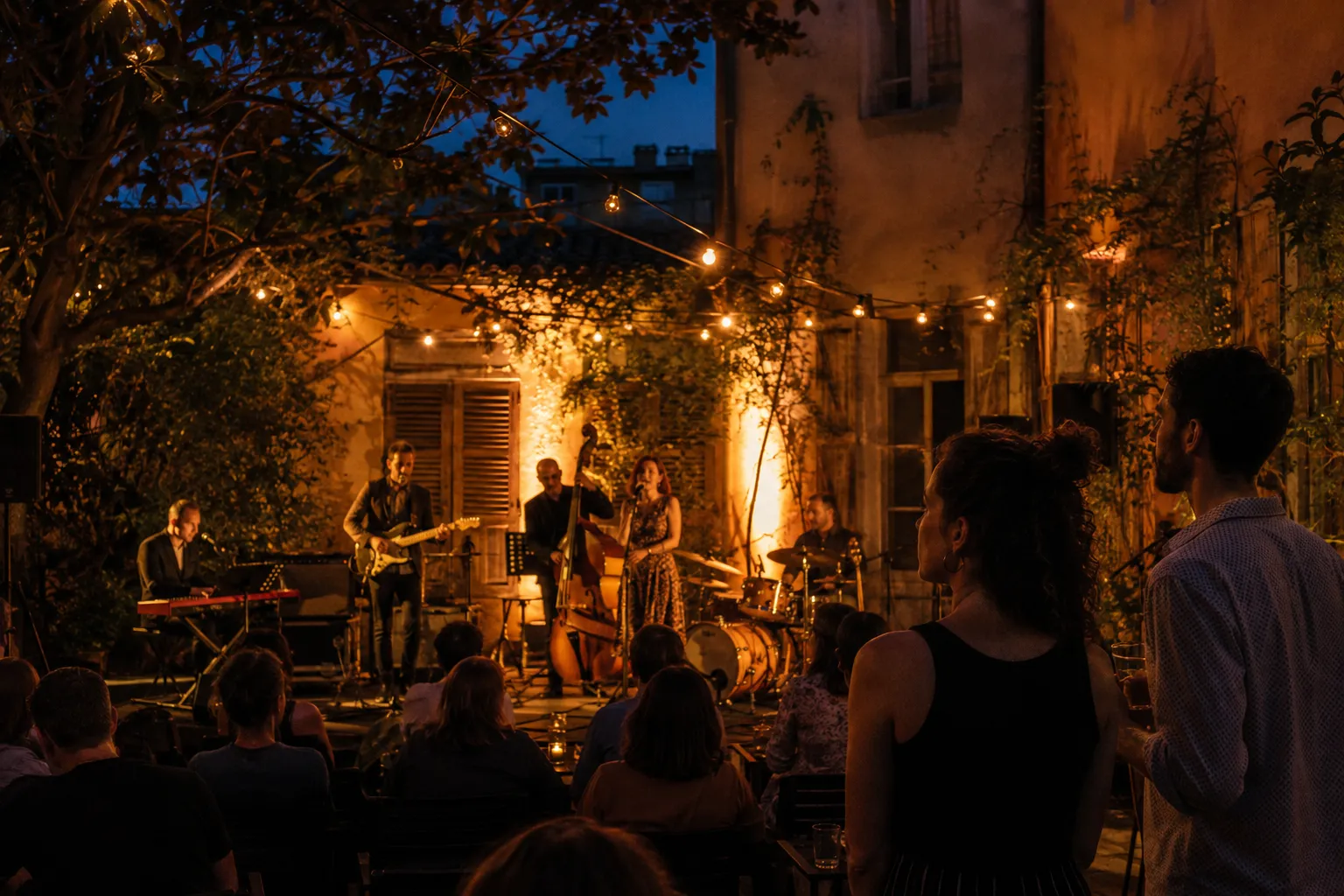 An intimate outdoor evening concert